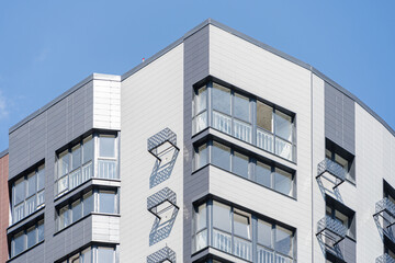 Facade of a modern residential building, building texture