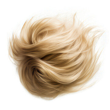 Blond human male hair as wig isolated on white created with Generative AI
