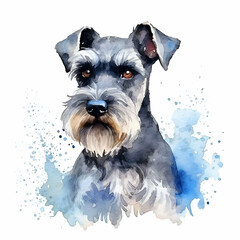 Dog illustration isolated on white background in watercolor style