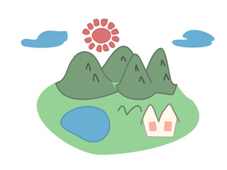 シンプルな山と山