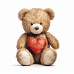 Cute teddy bear with red heart. Valentine's day concept