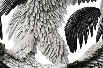 black and white feathers generated by AI technology 