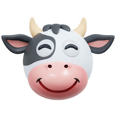 cheeky smile cow emoticon 3d illustration
