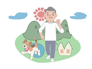 老人　シニア　運動　ウォーキング　セット素材