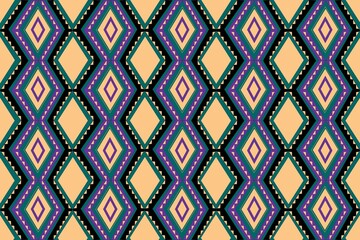 Ethnic fabric pattern, dark blue background.