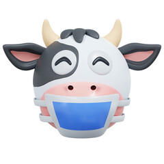 cow wearing mask emoticon 3d illustration