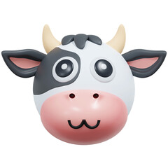 Naklejka premium cute cow emoticon 3d illustration
