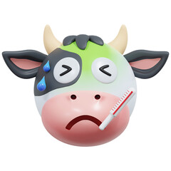 fever cow emoticon 3d illustration