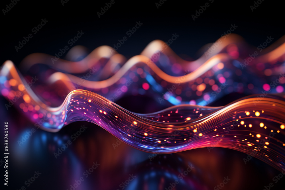 Poster wave of dots and weave lines. abstract background. network connection structure. photo-realistic, ge