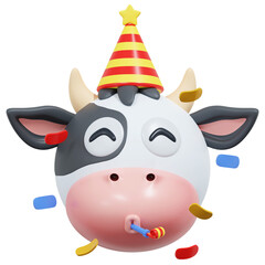 party cow emoticon 3d illustration