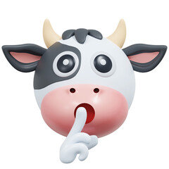 Fototapeta premium quiet cow emoticon 3d illustration