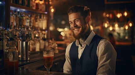 Foto op Canvas a bartender in a rustic cocktail bar. © jr-art