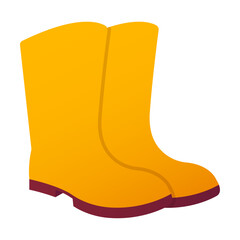 Yellow rain boots isolated on white background