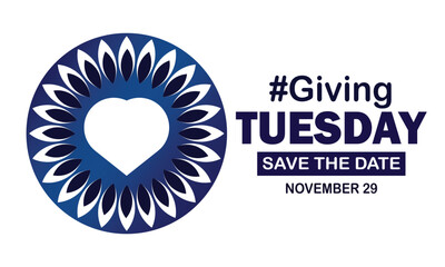Giving Tuesday Background Concept with Hashtag and Save the date typography. World day of giving backdrop. Vector illustration