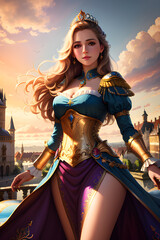 Obraz premium Adorable queen in Europe digital animation 