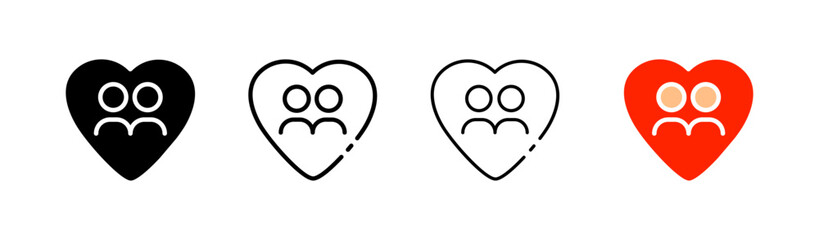 Couple in love. Different styles, color, married couple. Vector icons.