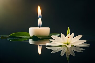 Obraz na płótnie Canvas candle and flower