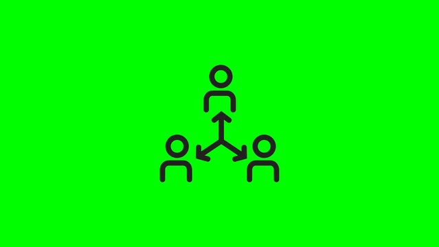 sharing people.Animation of icon business with white background and green screen