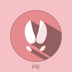 Pig zodiac sign logo. Astrological Chinese animal calendar. Eastern calendar of animals. Animal tracks.