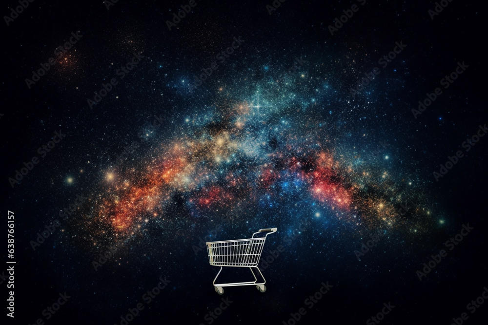 Poster an image of a galaxy with stars shaped like discount tags, signifying an expansive universe of savin