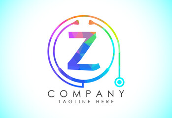 Initial English alphabet with doctor stethoscope. Vector stethoscope logo or icon