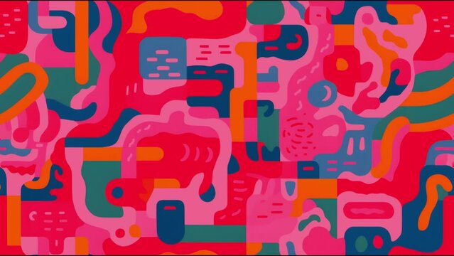 Risograph style color background stock video effects loop abstract shape animation.  Generated AI Video.