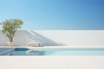 Fototapeta premium Luxurious beach house with sea view pool. Generative AI.. Generative AI.