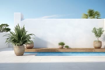 Fototapeta na wymiar Luxurious beach house with sea view pool. Generative AI.. Generative AI.
