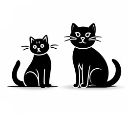 Two cats logo design, logo two cats male and female, cat silhouette, logo, print, decorative sticker, black cat animal logo design, two cats hugging.