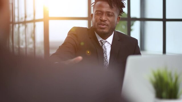 lawyer discussing negotiation legal case with client meeting with document contact in courtroom, law and justice concept