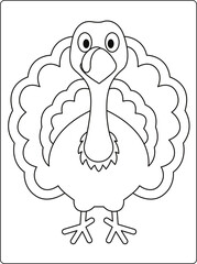 Thanksgiving coloring pages for kids with turkey and pumpkin black and white activity worksheet