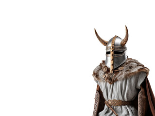 Viking helmet and attire costume on white
