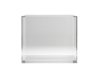 Transparent empty plain acrylic box on white