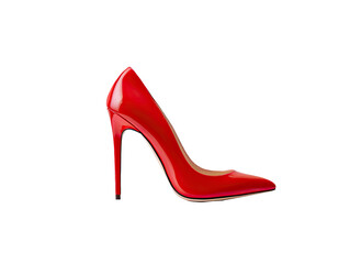 Red stiletto heel on white