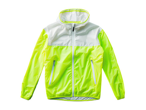 Sporty windbreaker jacket in neon green on white