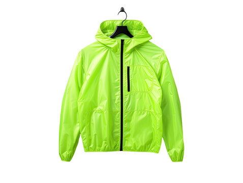 Sporty windbreaker jacket in neon green on white