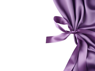 Purple taffeta ribbon on white