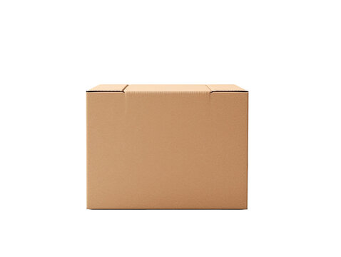 Plain cardboard box on white