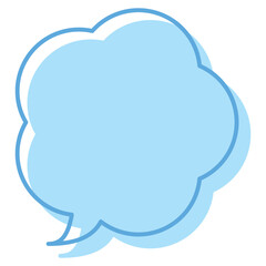 吹き出しのイラスト8【線とずらし塗り（水色）】