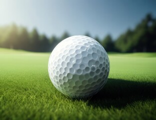 Obraz premium Illustration of a golf ball on a green field.generative AI