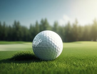 Obraz premium Illustration of a golf ball on a green field.generative AI