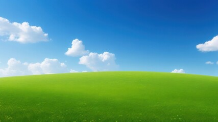 Fototapeta na wymiar Wide green fields with clear skies.generative AI