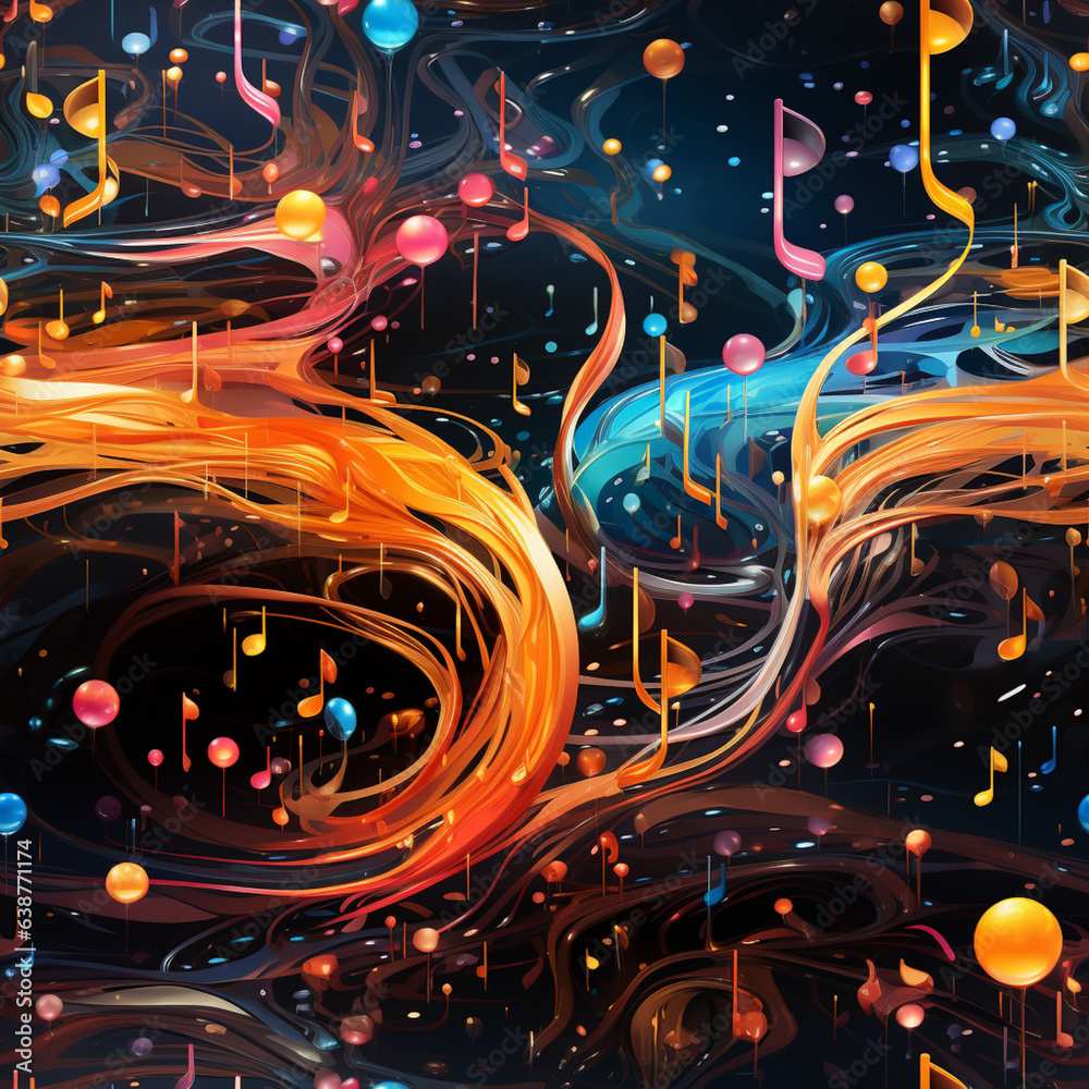 Aufkleber An abstract image of musical notes floating in the air, creating a sense of harmony and rhythm.  Generative AI technology.