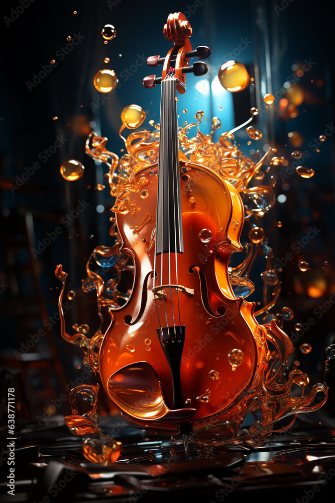 Fototapete An abstract image of musical notes floating in the air, creating a sense of harmony and rhythm.  Generative AI technology.