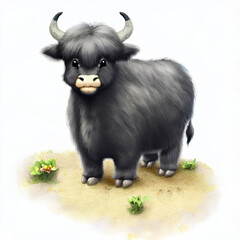 Digital illustration of a young Yak