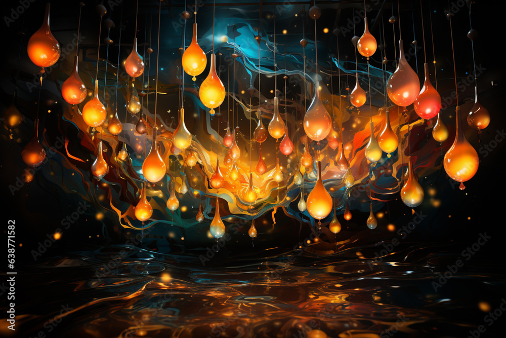 Fototapete An abstract image of musical notes floating in the air, creating a sense of harmony and rhythm. Generative AI technology.