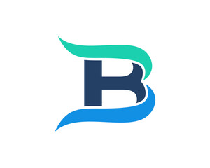 B Letter with wavy blue vector