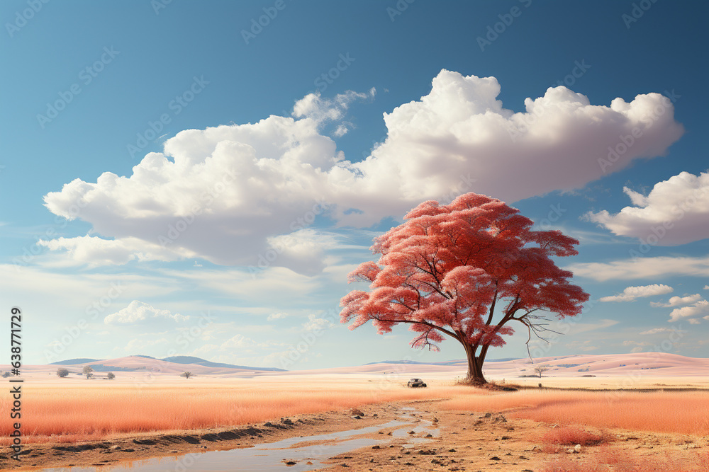 Leinwandbilder A minimalist landscape photograph capturing a vast and open natural setting with minimal elements, emphasizing the beauty  Generative AI technology.