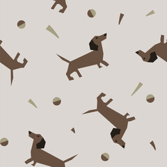 Vector seamless pattern with dachshund dogs. - 638771789