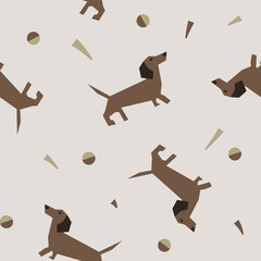 Vector seamless pattern with dachshund dogs. - 638771798